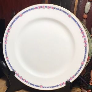 C. Ahrenfeldt Limoges, France Dinner Plate 8 5/8” D EAC Blue Band Pink Roses